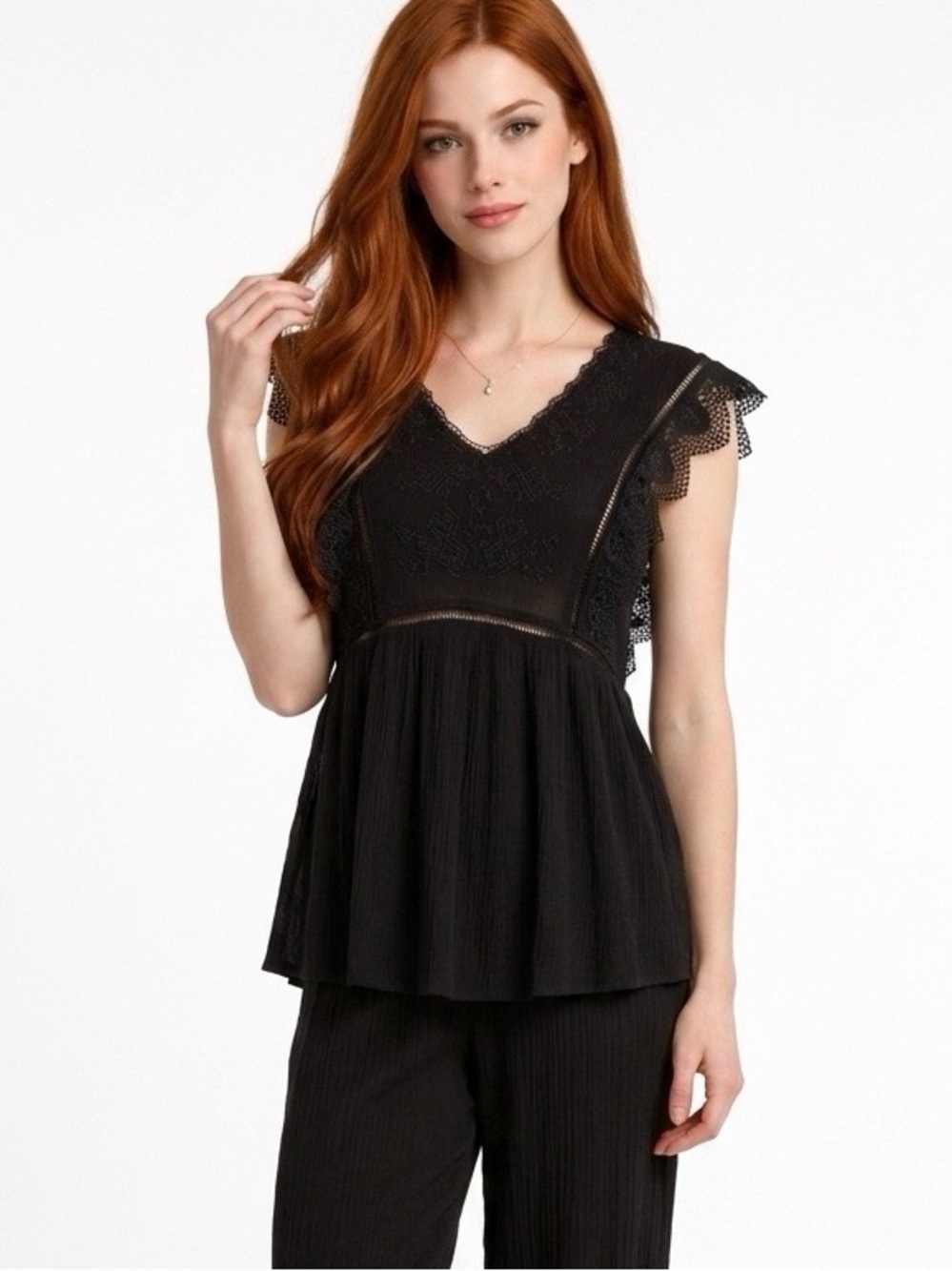 ADIVA Lace Embroidered Top Size Small